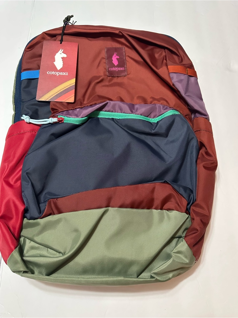 cotopaxi Multi-Panel Backpack in Maroon, Navy, Olive & Red